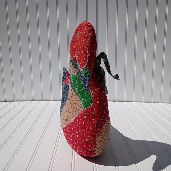 Homemade Patchwork Stuffed Goose Christmas Pillow Plush Duck MCM Calico Quilt - Picture 6 of 11